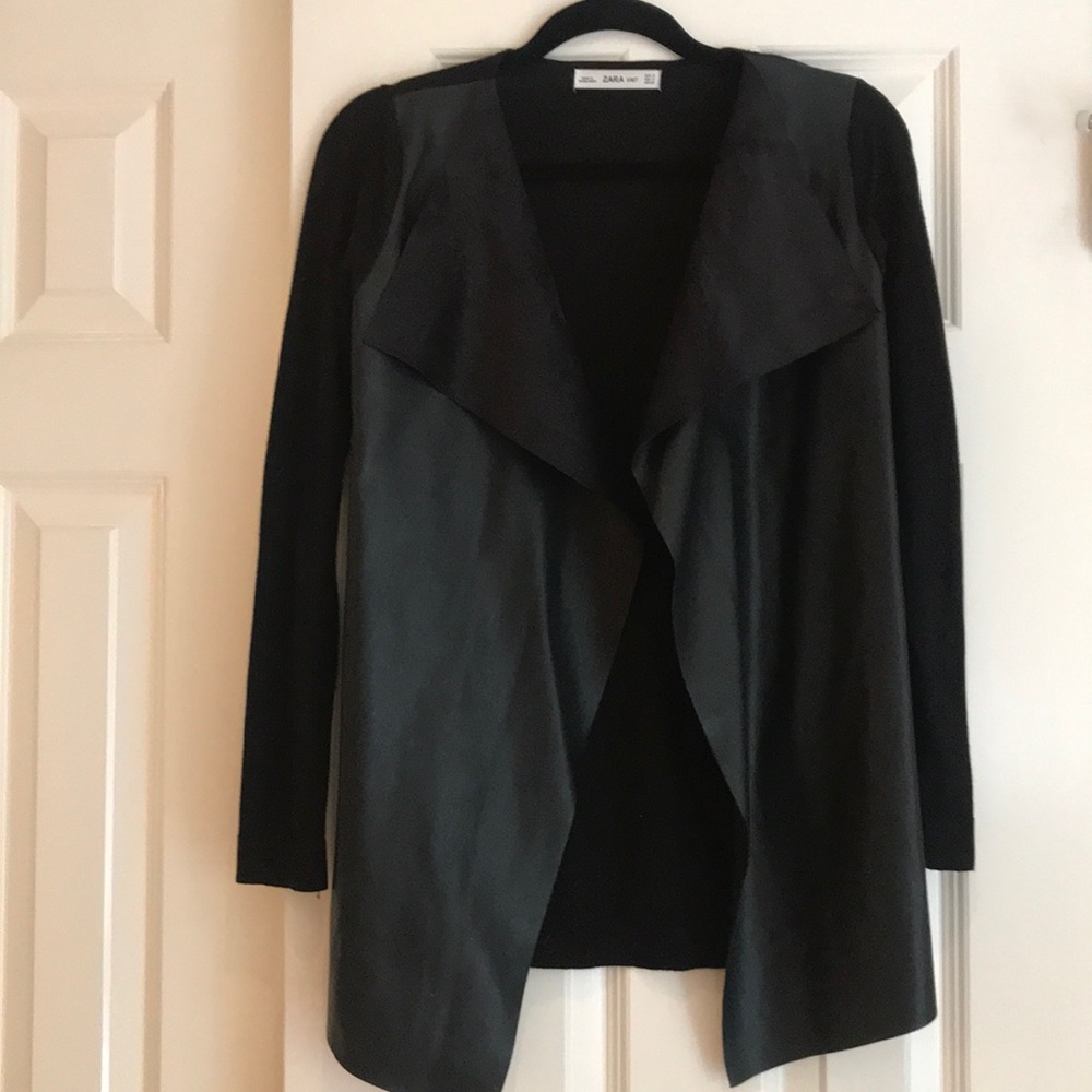 Black faux leather and suede Zara jacket